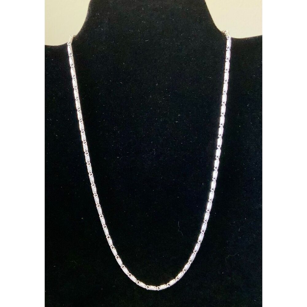 Vintage Silver Tone Byzantine Chain Necklace 20" Unisex Minimalist Necklace